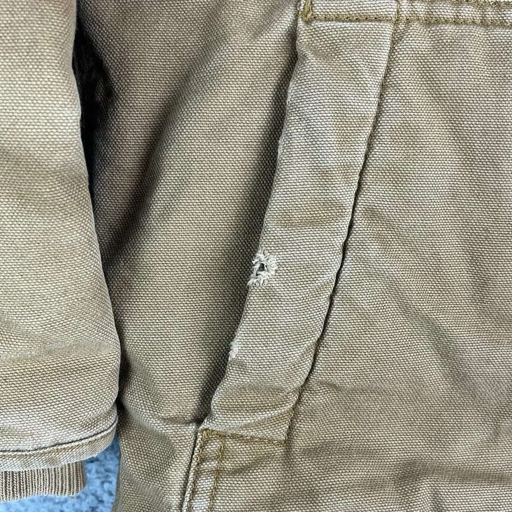 Carhartt‎ Canvas Quilted Lined Jacket Tan Brown Distressed Kids Small
